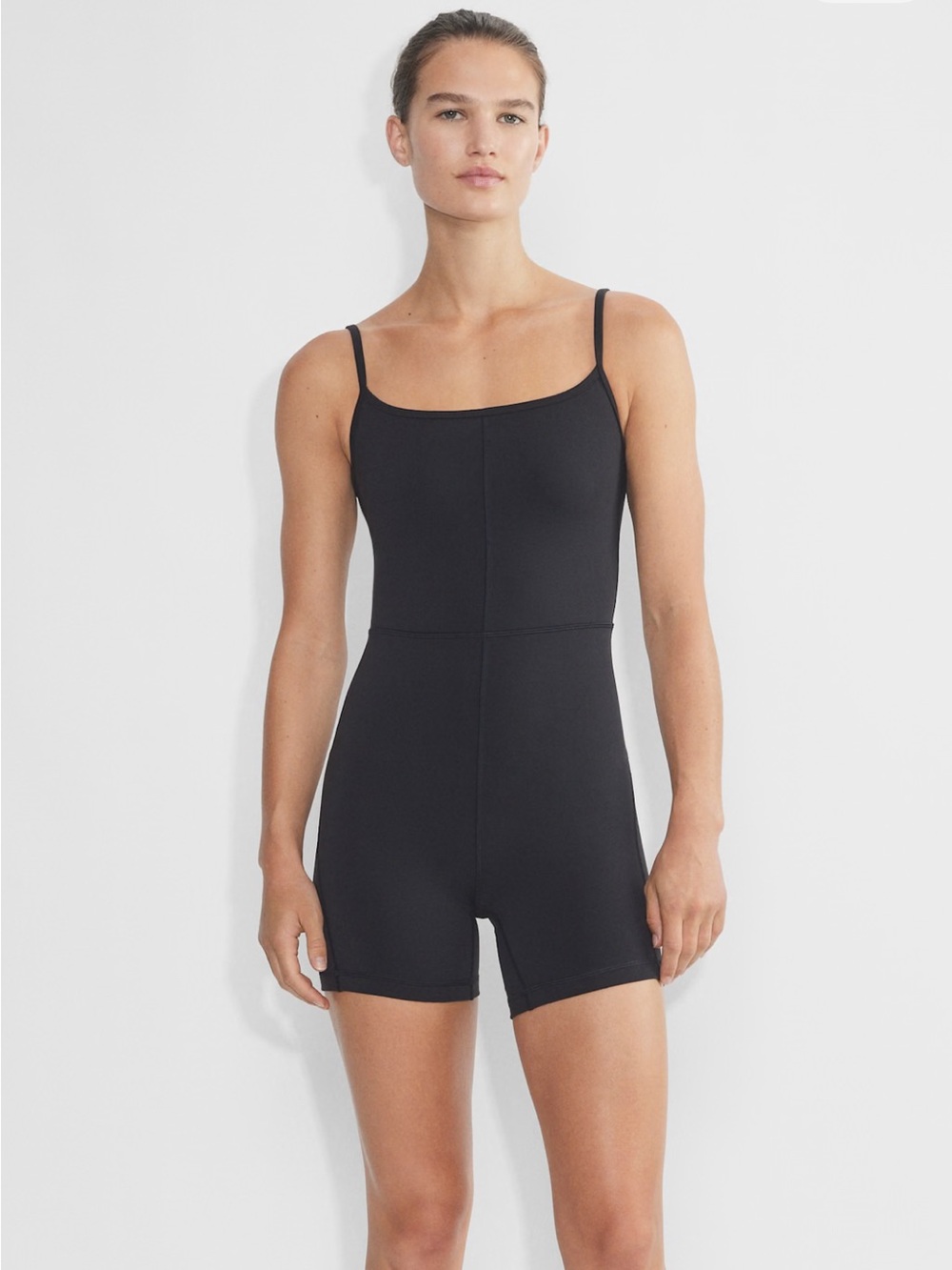 Aritzia Black Spaghetti-Strap Romper Jumpsuit